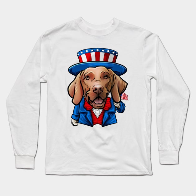 Fourth of July Vizsla Long Sleeve T-Shirt by whyitsme